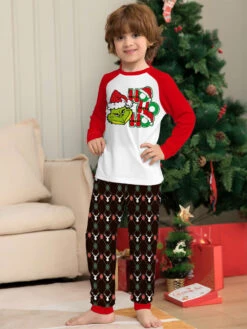 Matching Family Christmas Pajamas Kid's Baby's Polyester Cotton Pants Top Sets -Christmas Costumes Store 202212011031079324794