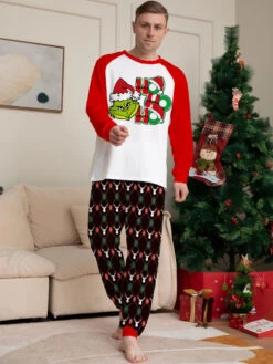 Matching Family Christmas Pajamas Kid's Baby's Polyester Cotton Pants Top Sets -Christmas Costumes Store 202212011031089284209