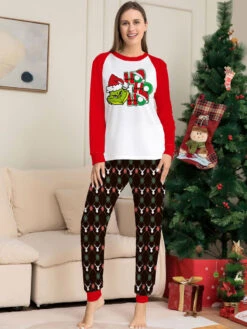 Matching Family Christmas Pajamas Kid's Baby's Polyester Cotton Pants Top Sets -Christmas Costumes Store 202212011031092957481