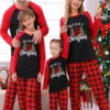Christmas Matching Family Pajamas Kid's Toddler's Plaid Christmas Pattern Pants Top Sets
