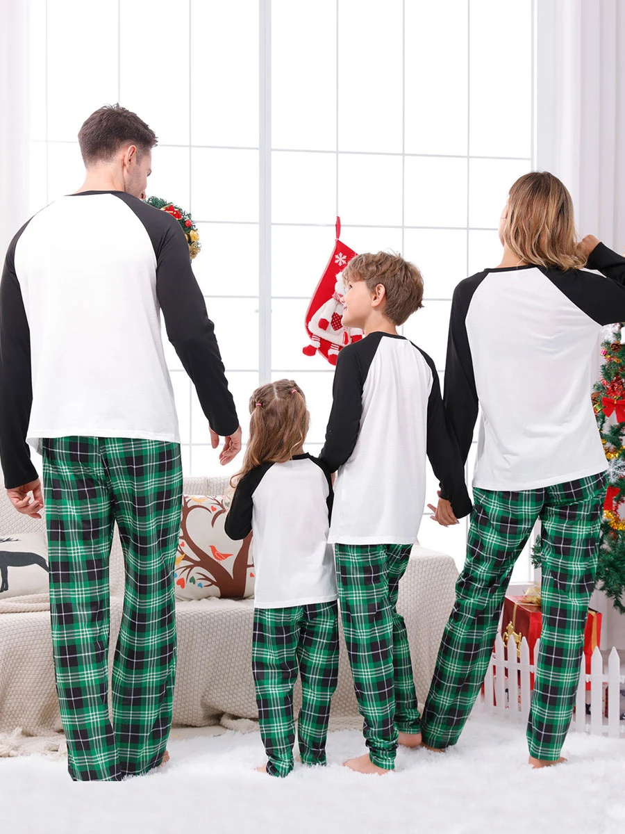 Family Christmas Pajamas Adult's Toddler's Christmas Pattern Plaid Pants Top Sets 2 Family Christmas Pajamas Adult's Toddler's Christmas Pattern Plaid Pants Top Sets - Image 2