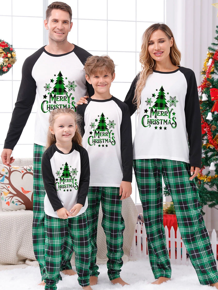 Family Christmas Pajamas Adult's Toddler's Christmas Pattern Plaid Pants Top Sets 1 Family Christmas Pajamas Adult's Toddler's Christmas Pattern Plaid Pants Top Sets