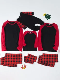 Christmas Matching Family Pajamas Kid's Toddler's Plaid Christmas Pattern Pants Top Sets -Christmas Costumes Store 202212081414424931198