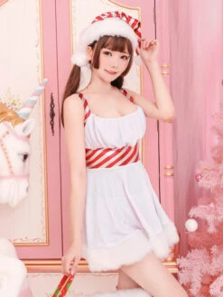 Christmas Santa Claus Costume White Dresses Hat Leg Warmer Outfit For Women Halloween -Christmas Costumes Store 368353f9 d27b 41a0 aa0c 4e3d097dd846