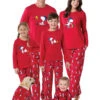 Men's Family Christmas Pajamas Father Red Printed Top And Pants 2 Piece Set