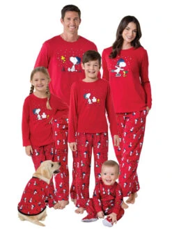 Men's Family Christmas Pajamas Father Red Printed Top And Pants 2 Piece Set