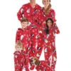 Matching Family Christmas Pajamas Kids Red Printed Long Sleeve Jumpsuits For Children