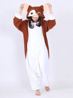 Kigurumi Pajamas Gremlins Gizmo Onesie Brown & White Christmas Animal Winter Sleepwear Costume For Adults Halloween Onesie Pajamas