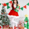 Christmas Costume Santa Claus Red Women Dress And Sash Carnival