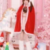 Christmas Cape Costume Red Santa Claus Cover Ups Carnival