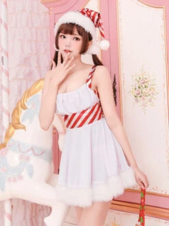 Christmas Santa Claus Costume White Dresses Hat Leg Warmer Outfit For Women Halloween -Christmas Costumes Store cebd410c 5edd 4670 9791 dc4064e66d90