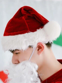 Christmas Santa Clause Costume Men Top Pants Beard Hat Cape Sash Shoe Cover Outfit 7 Piece Halloween -Christmas Costumes Store eefe504c aece 4111 aaa4 52ec514a3bd9